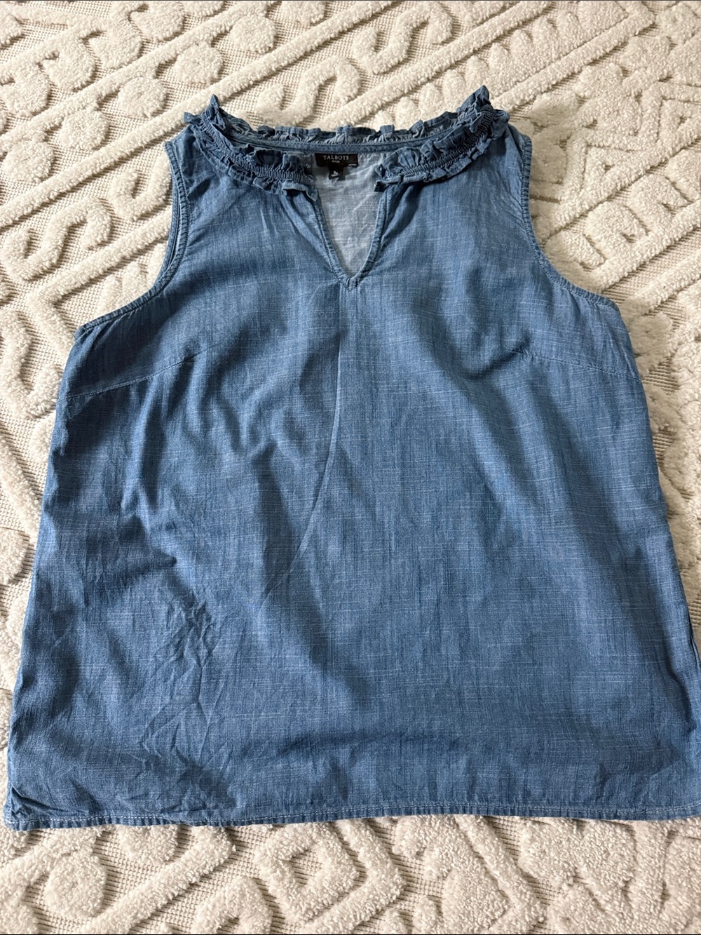 Talbots Ruffle Trim Sleeveless Shell Top Petite Small - Picture 2 of 5